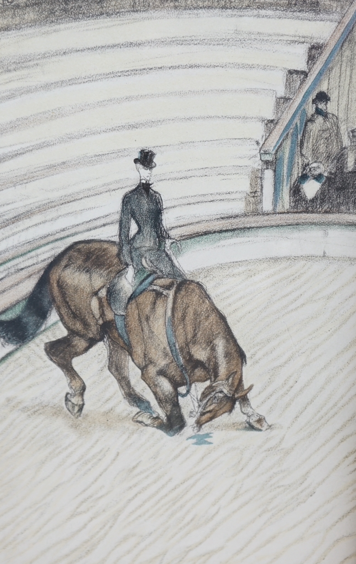 After Henri de Toulouse-Lautrec (French, 1864-1901), set of three colour lithographs, Spanish riding school and dressage scenes, unsigned, each 31 x 23cm